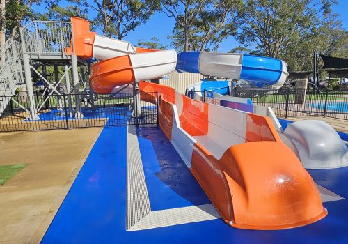 NRMA OCean Beach Resort Water Slides Swimplex Aquatics Polin